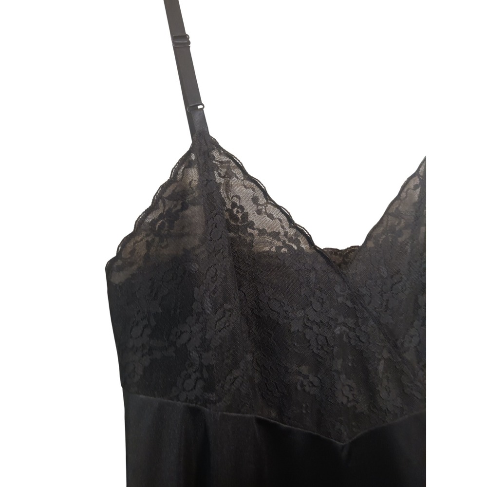 Vanity Fair Vintage Black Lace Trim Full Slip Vintage Nylon Antron III Size 34 - Picture 3 of 11